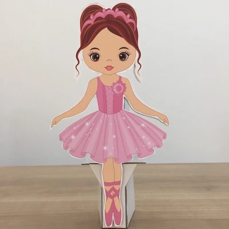 Pink Little Ballerina Foam-board Cutout Standee with Cardboard Stand, Kids Birthday Decoration, Concept Party Supplies