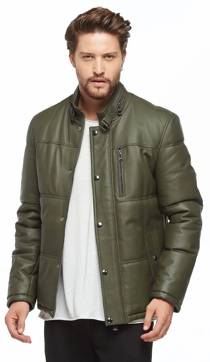 Xanh Taffeta Bơm Hơi Phối Da Orjinal Da Cừu Thu Đông 2022 Biker Slim Size Lớn VintageTürkiye