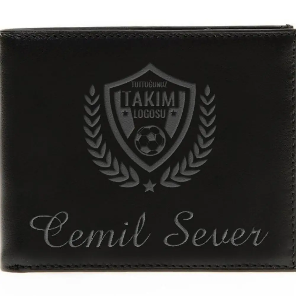 Ensemble porte-monnaie et chapelet noir pour hommes, personnalisé avec Logo d'équipe, nom et lettres d'anniversaire, cadeau de saint-valentin, pour occasions spéciales Cadeau portefeuille pour papa Nouveau cadeau à la