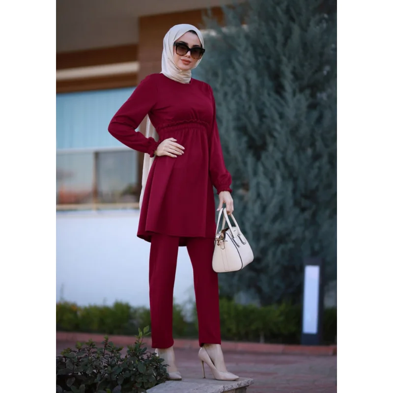 Vestido largo musulmán de 2 piezas para mujer, ropa europea, ropa turca para mujer, prenda de otoño, hiyab musulmán, bata 3abaya Eid Ropa árabe