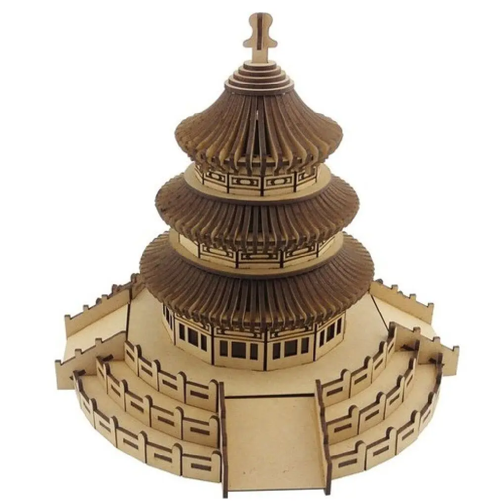 

3D Wooden Temple Of Heaven Scale Model 283 Piece DIY and Paint for Kids 3-Dimensional Dyeable Puzzle