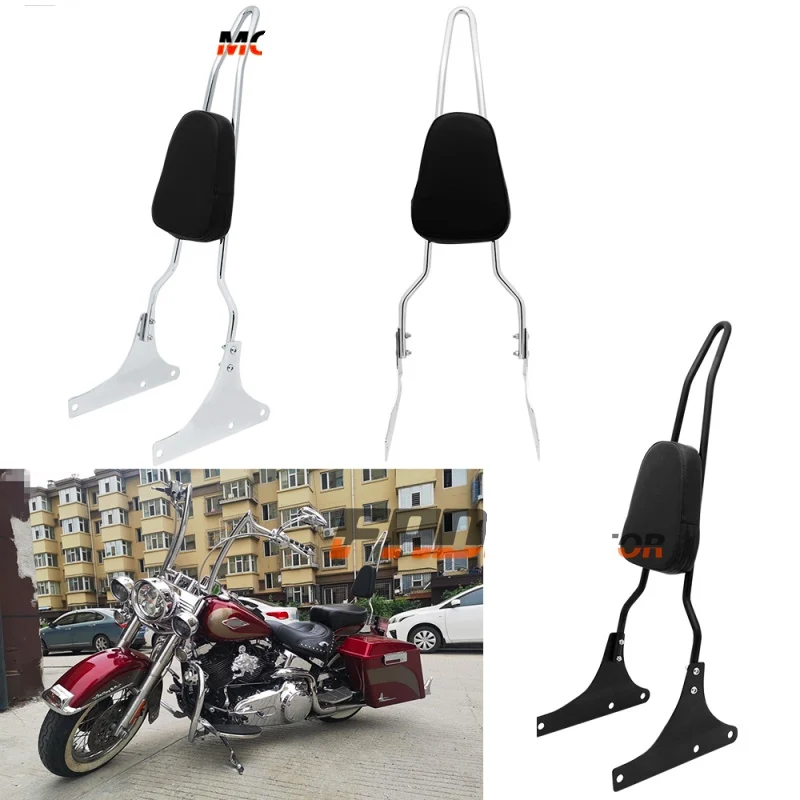 Oparcie Sissy Bar dla Harley Davidson Heritage Softail Springer FatBoy Blackline Breakout 00-17 Czarny / Chrom Srebrny