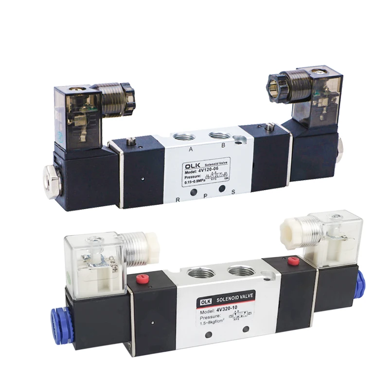 4V120-06 4v220-08 Solenoid valve Double headed Double control 5 Way 2 Position Power down hold Pneumatic directional valve