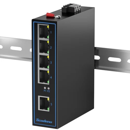 Imagen 1 del producto Conmutador Industrial sin ventilador, rápida de 5 puertos Ethernet de red, 10/100Mbps, temperatura de funcionamiento de-40 °C a 75 °C, IP40