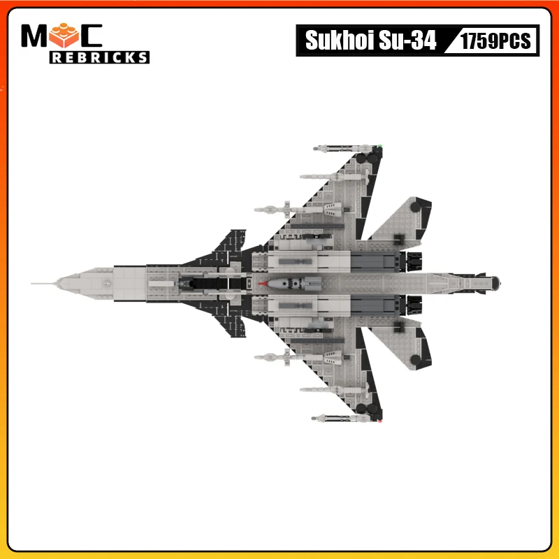 Modern Arms War Series Russia\'s New Heavy Strike Fighter Sukhoi Su-34 Fullback Building Blocks WW2 Military Model Bricks Toys