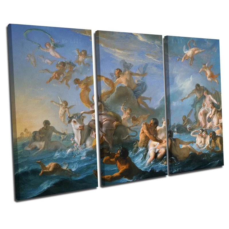 Medieval Ancient Greek Mythology Abduction Of Europa Religious Figures Canvas Wall Art By Ho Me Lili For Livingroom Decor