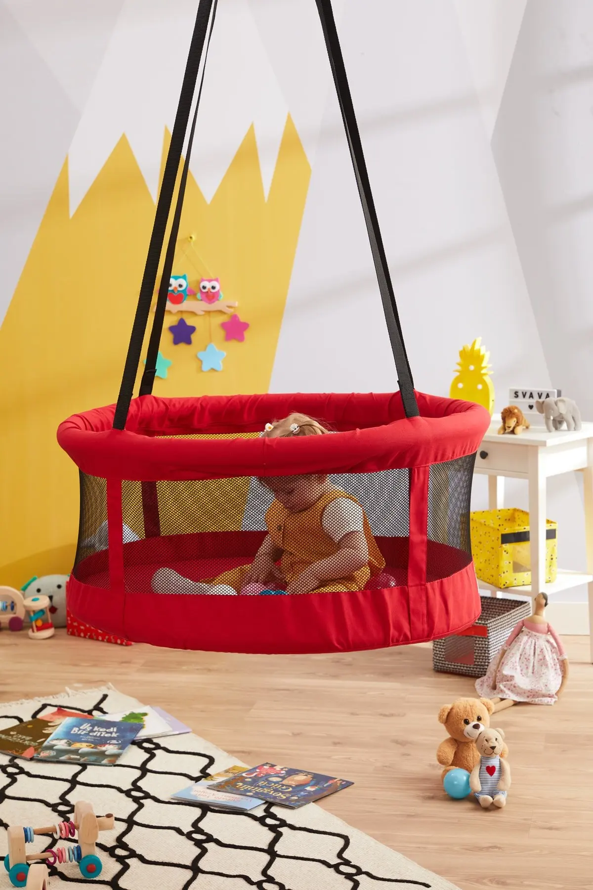 Baby Cotton Swing Chair Hanging Children Kindergarten Toy Outside Indoor Small Basket Yellow Swinging Rocking Chair Baby Toy