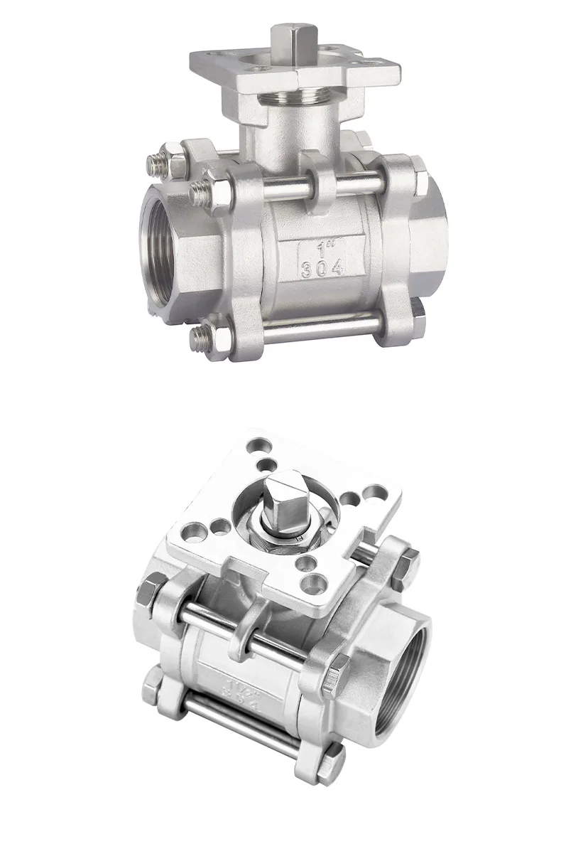 1/4" 3/8" 1/2" 3/4" 1" SS304 Edelstahl Hochplattform-Dreiteiliges Kugelventil mit Innengewinde DN8/DN10/DN15/DN20/DN25 – Detail 2