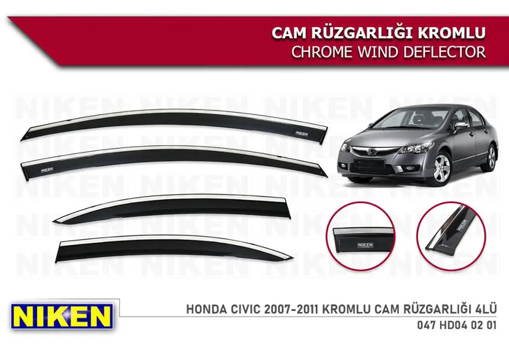 

For Honda Civic Chrome Wind Deflector Rain Window Visors 2006 2007 2008 2009 2010 2011 2012 4 Pieces Car Auto Accessory Sport