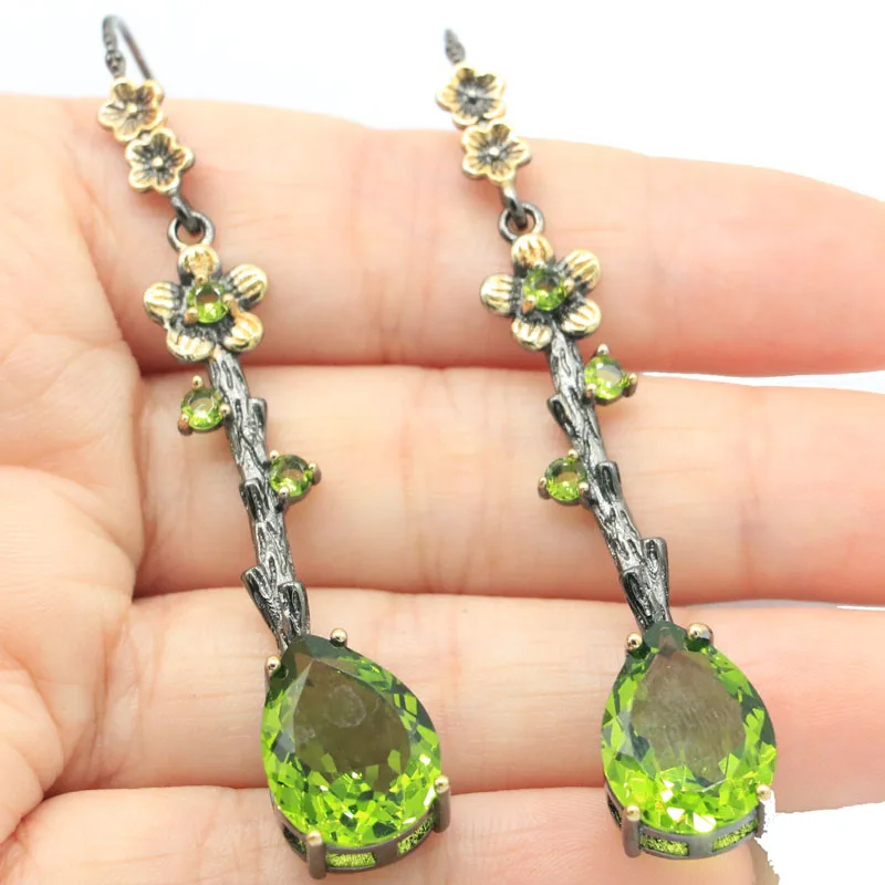 

Buy 3 Get 1 Free 72x12mm Long 10.7g Green Peridot Pink Kunzite Blue Aquamarine Women Black Gold Silver Earrings Pendant