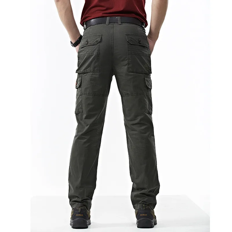 Male Multi-pockets Tactical Casual Long Trousers Plus Size 42 Men's Outdoor Overalls Cargo Pants Spring Cotton Baggy Denim Pants