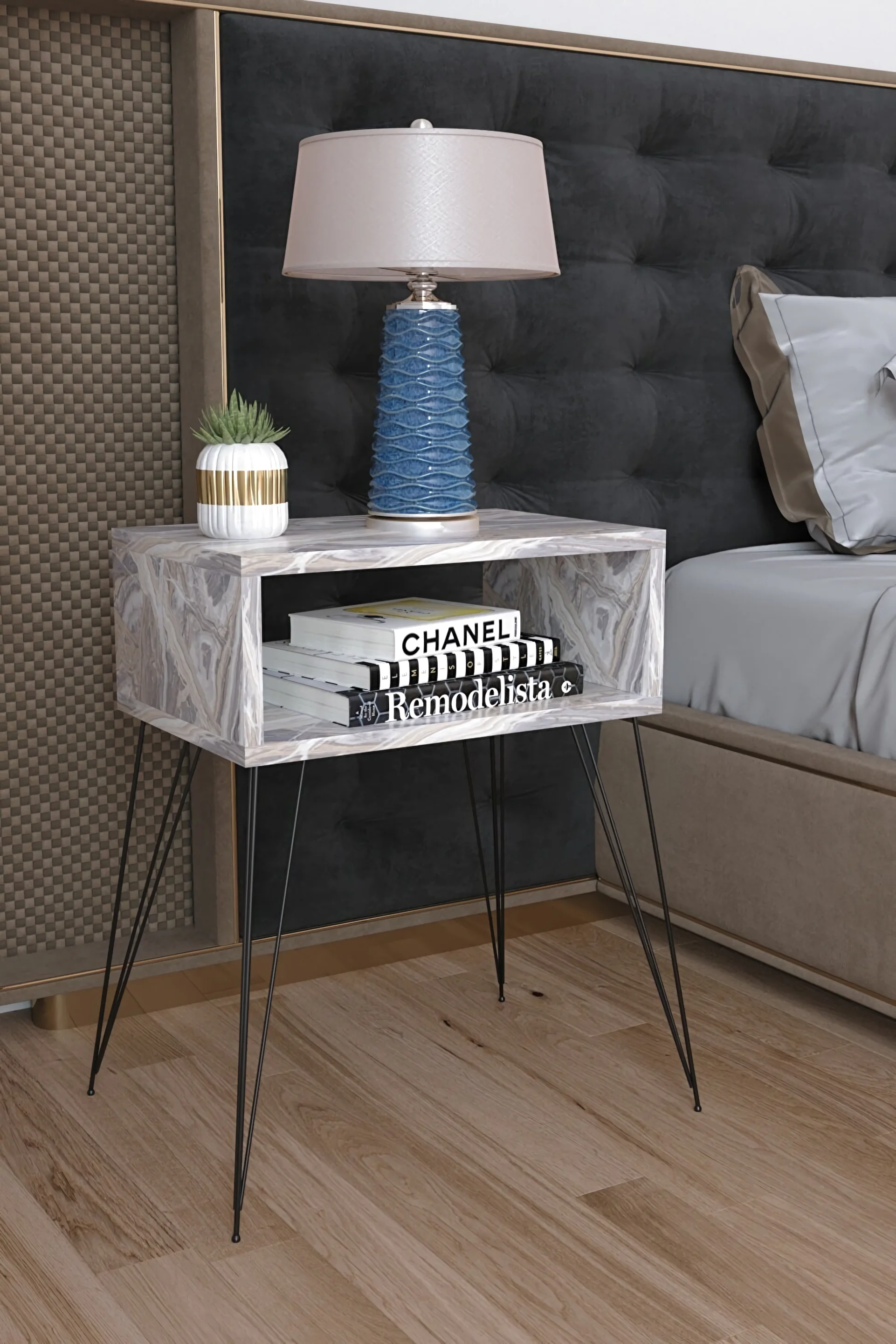 Remols Elite Metal Standing Bedside Table 18 mm Suntalam Modern and Stylish Design Bedroom Bedside Table