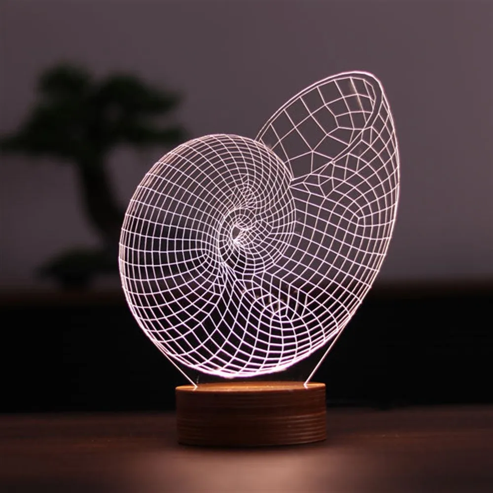 Snail Shell 3D Illusion Acrylic Led Lamp 7 Diffrent Light Color USB and Touch Button Control Black Base Birthday Special Gift Room Decor Anime Wedding Stranger Things Led Lights Wedding Decoration Nightlights Bedroom