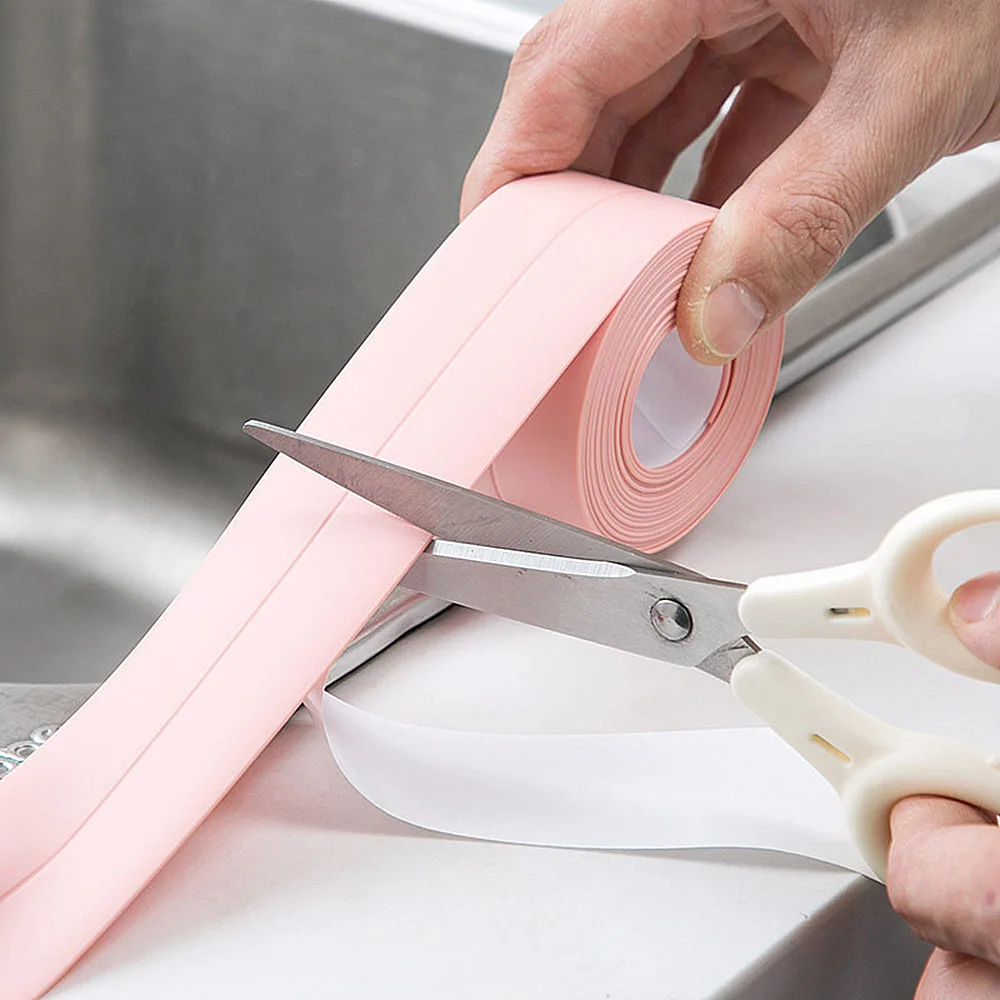 PVC Waterproof Wall Sticker Self Adhesive Sink Stove Crack Strip Kitchen Bathroom Bathtub Corner Sealant Tape Waterproof