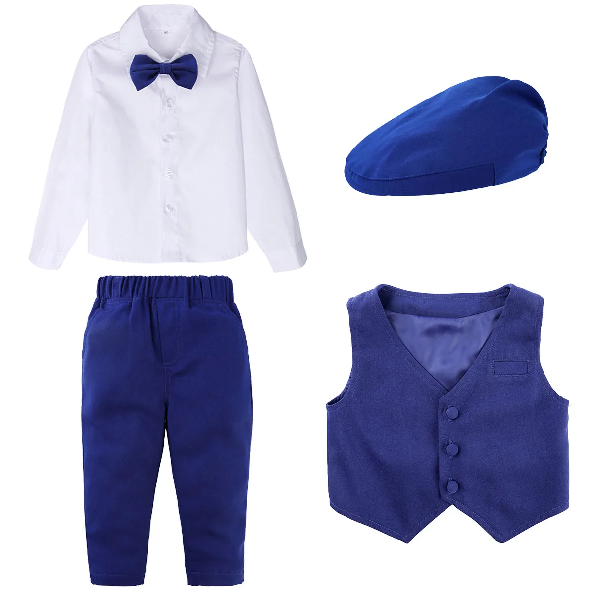 Boys Wedding Suit Baby Clothes Infant Birthday Party Gift Outfit Set Toddler Baptism Christmas Tuxedo Kids Xmas Christening 4PCS