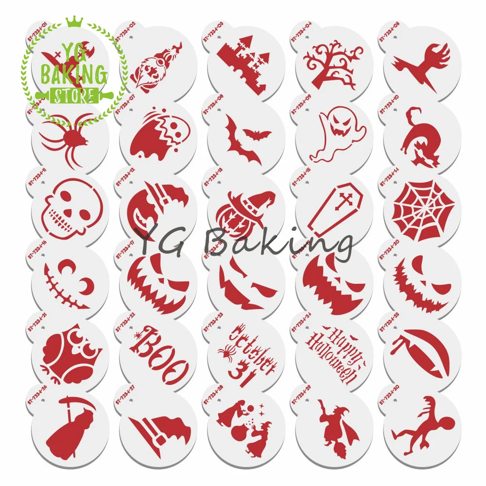 

Dorica New 30Pcs/Set Halloween Ghost/Bat/Witch/Skull/Pumpkin Biscuit Cake Mold Cookie Cake Stencils Kitchen Accessories Bakeware