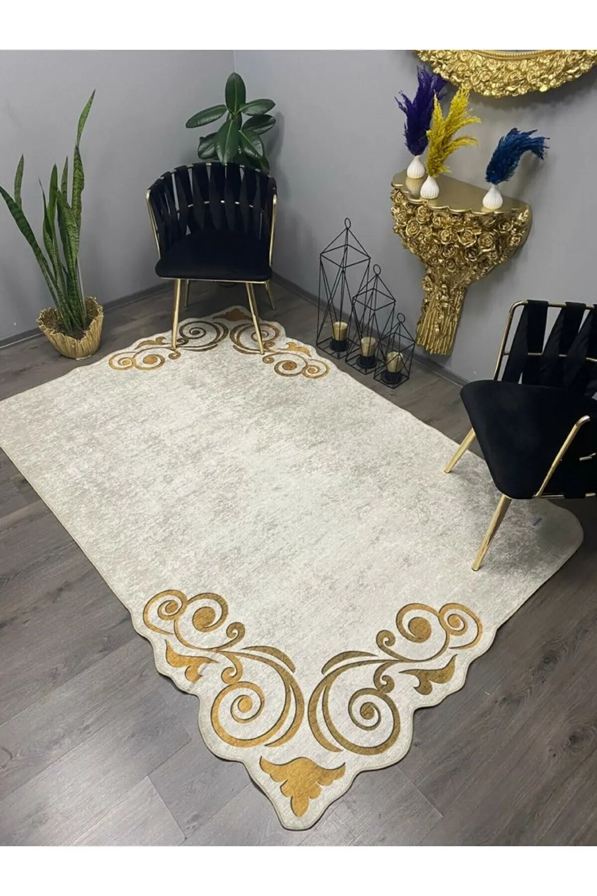 Laser Cut Salon Rug Washable Thai Hair Fabric Artificial Leather Non-slip Base High Quality Printing Custom Production