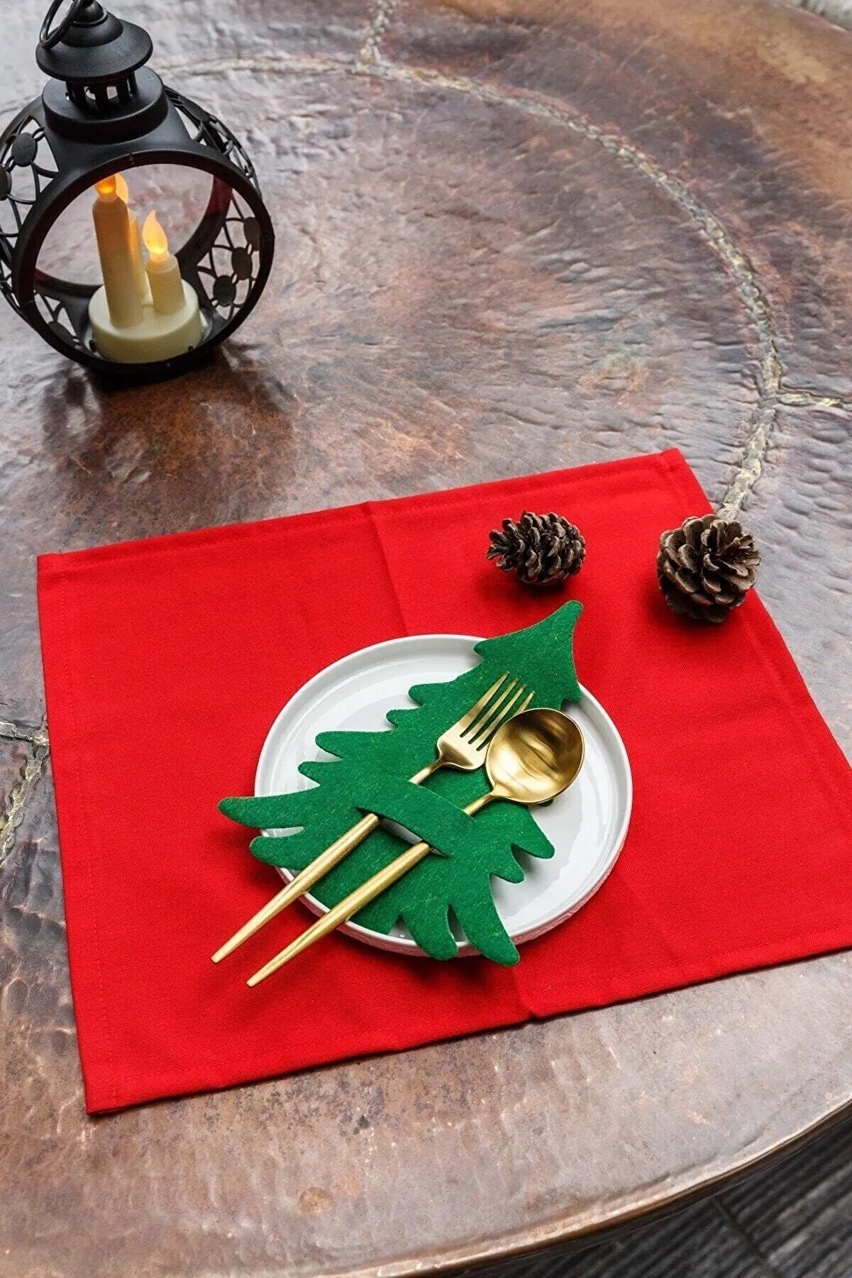 6 PCs Decorative Pine Tree The Spoon Holder cutlery bowl fork spoon pocket Christmas tree fork case bag home tableware Holder dining table