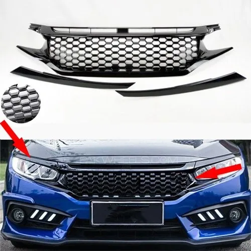 Honda Civic Fc5 2016 onwards Front Bumper Grille Si Louver Piano Black Black New Honda Civic Fc 5 Case Front Grill Badges Letter