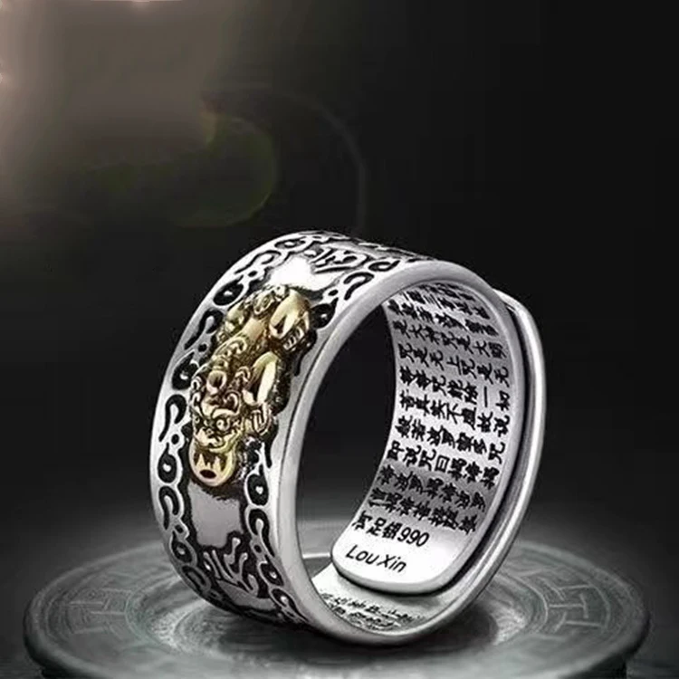 Vintage Pixiu Ring Chinesischer Feng Shui Unisex Amulett Verstellbarer Ring Für Männer Frauen Bringen Reichtum Viel Glück Schmuck Geschenk – Detail 36
