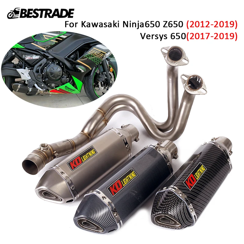 

For Kawasaki Ninja 650 Z650 Versys 650 Motorcycle Full Exhaust System 51mm Mufflers Escape Front Mid Link Pipe Stainless Steel