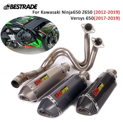 For Kawasaki Ninja 650 Z650 Versys 650 Motorcycle Full Exhaust System 51mm Mufflers Escape Front Mid Link Pipe Stainless Steel