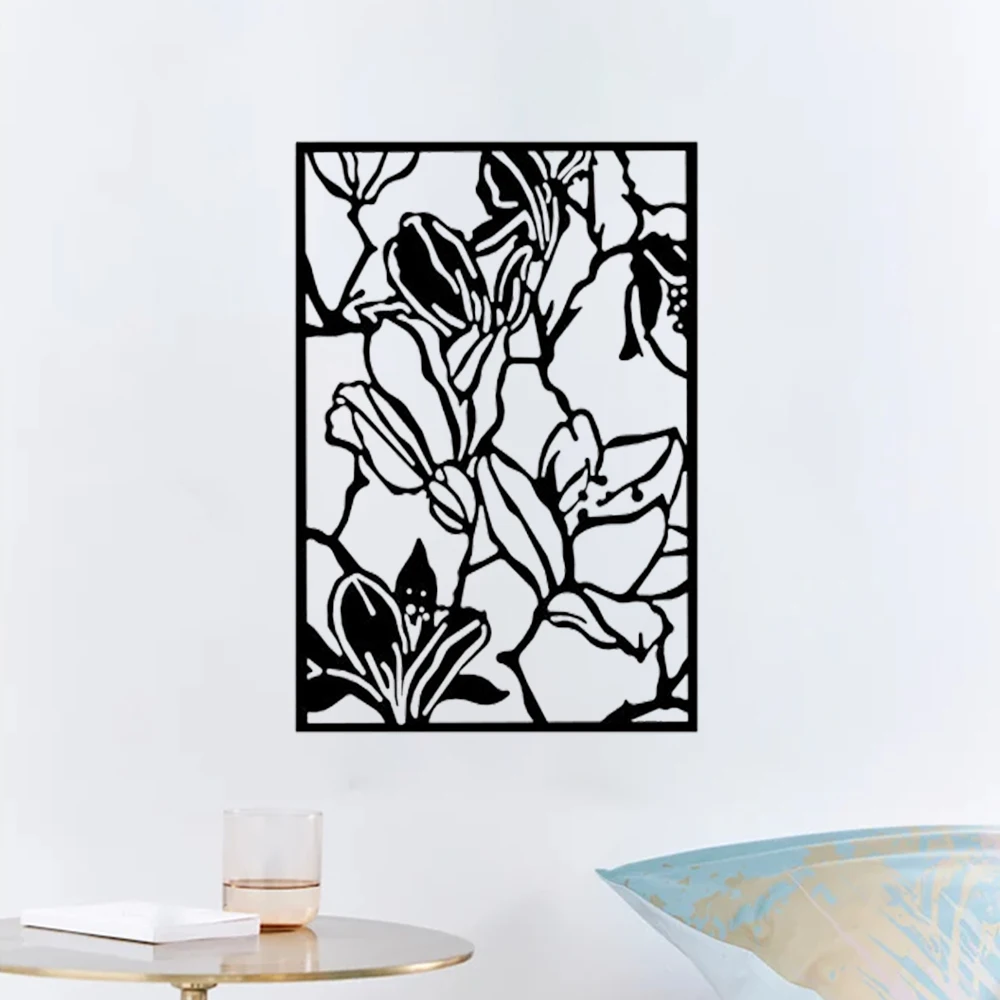 Flower Herb Metal Wall Art Decor Laser Cut Hanging for Indoor Outdoor Home Office Decorative Garden Bedroom Livingroom Plaque