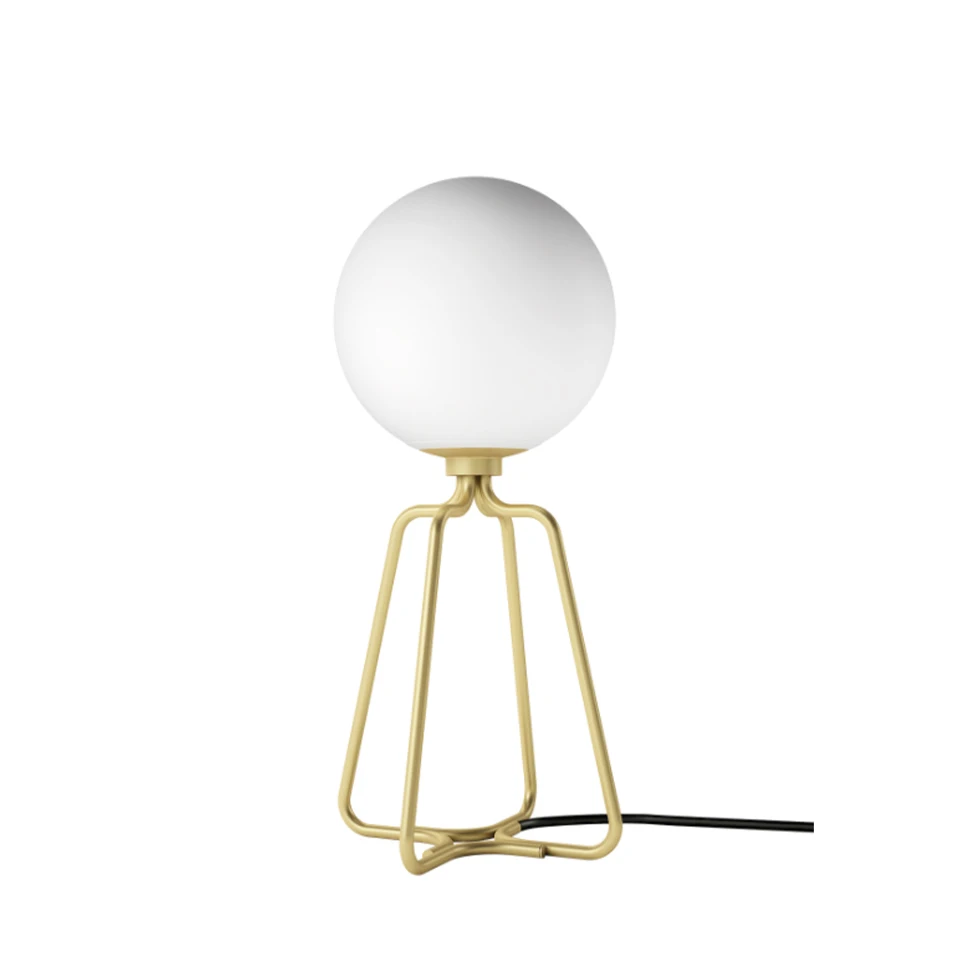 Tabletop lamp 8049 Angel Cerdá-table lamp with body made of gold steel and white tinted glass bulb