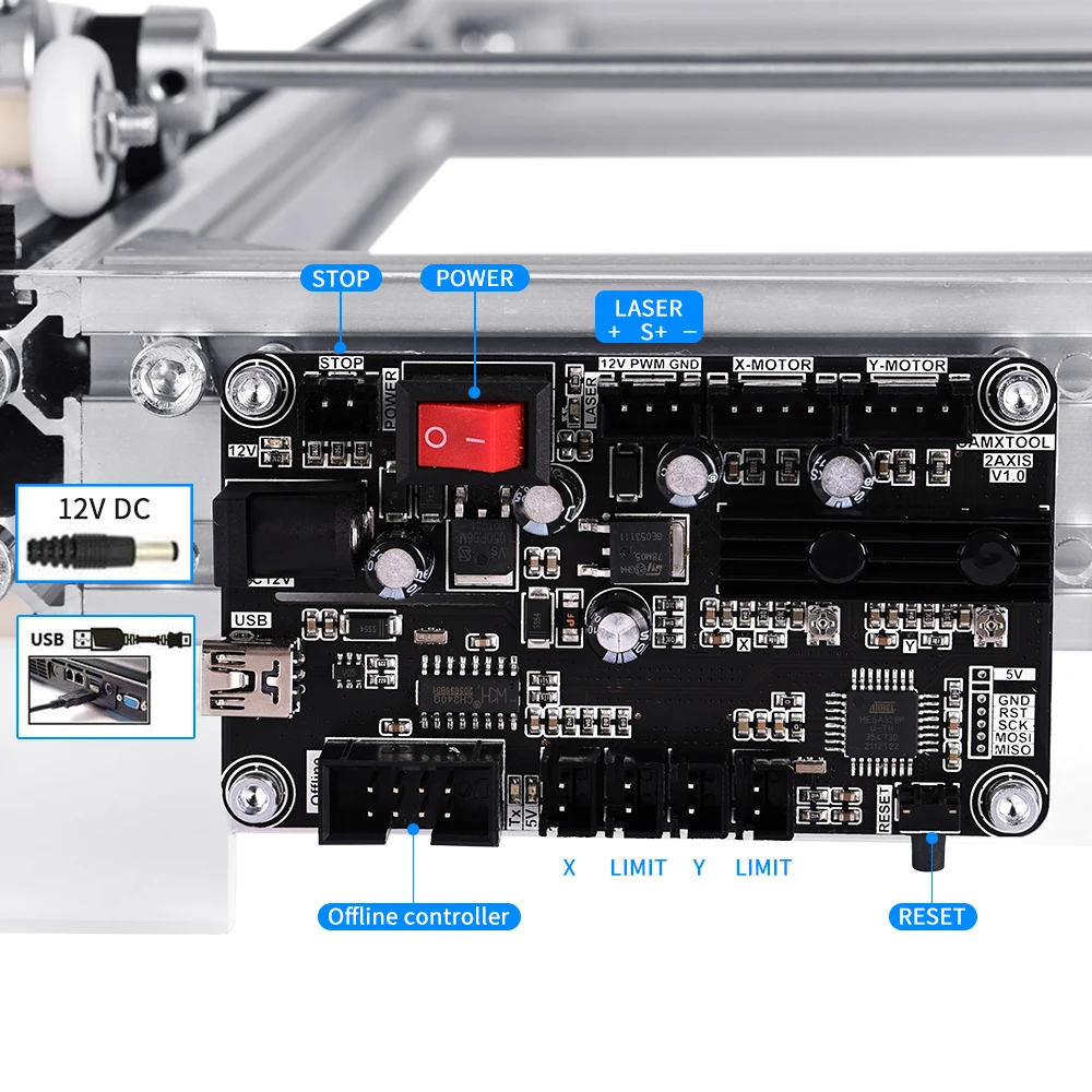 TWOWIN GRBL 2-Axis Control Board USB Port CNC Engraving Machine Control Laser Engraver Control Board with Offline Controllor