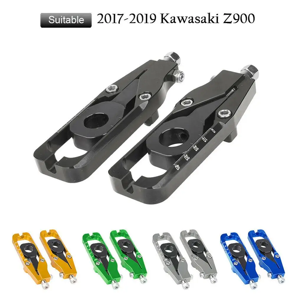 CNC Aluminum Right Left Chain Adjusters Tensioner Catena Spool For 2017 2018 2019 Kawasaki Z900 ZR900 Motorcycle Accessories