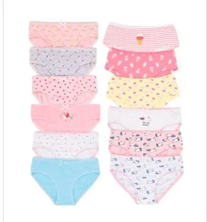 Girl cotton panties of different drawings Channo. Comfortable and soft. Pack of 12 panties (Pack B, 10-12 years)