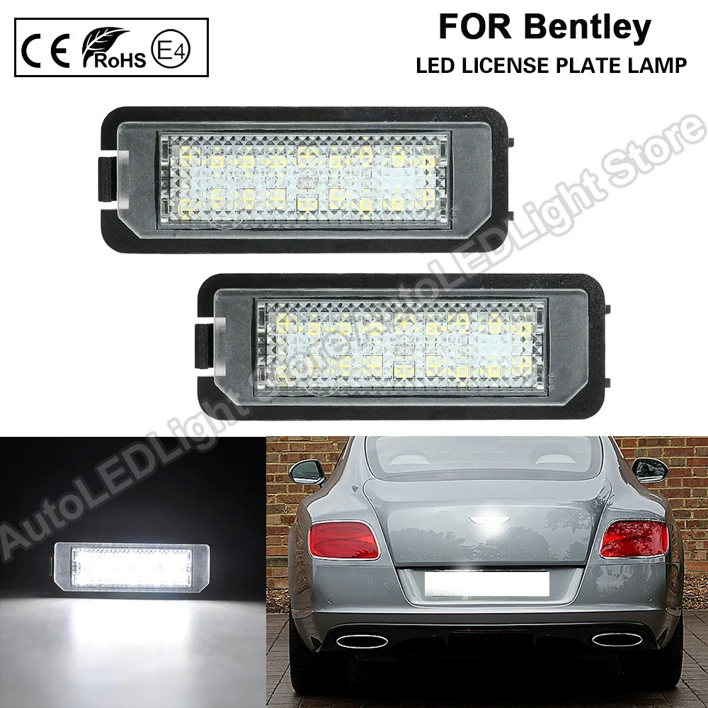 2PCS For Bentley Continental GT GTC Speed Flying Sp Flying Spur Mulsanne Brooklands LED Number License Plate Lights Lamp Canbus