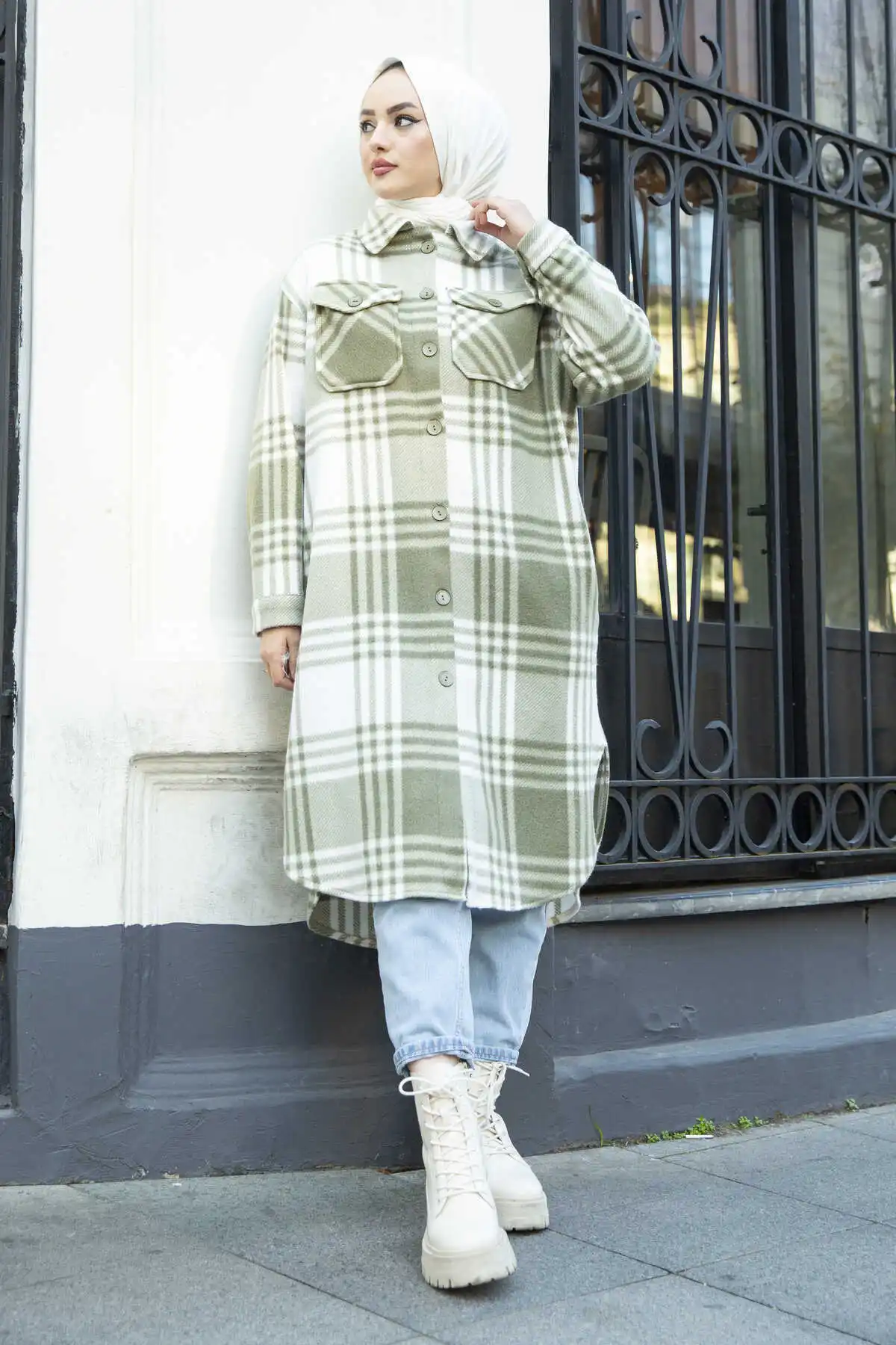 Checkered Veiling Tunic 2022 New Year Winter Casual Muslim Solid Color Hooded Fashion Dresses Women's Clothing Long Ramadan For