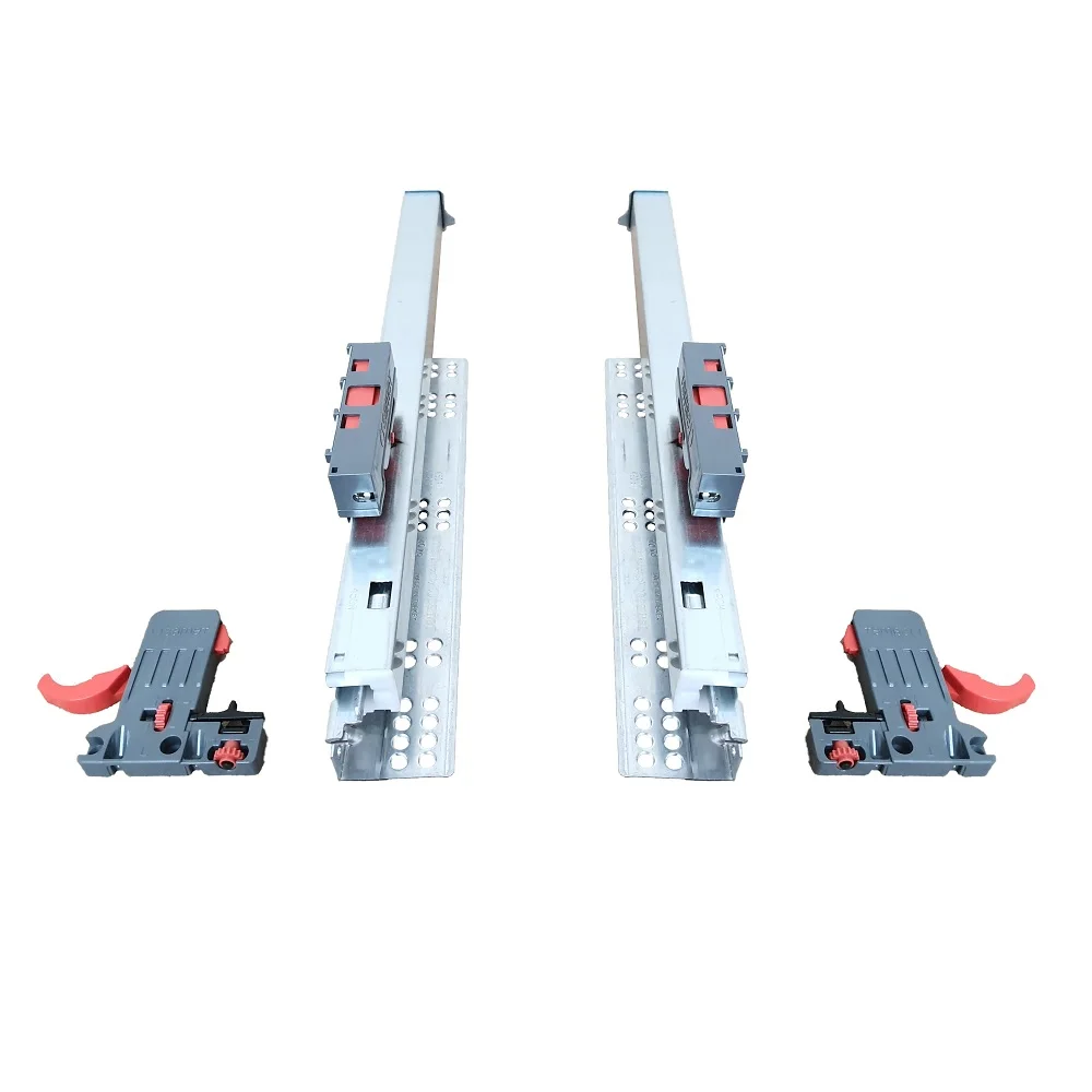 푸시 오픈 풀 익스텐션 슬라이드 서랍, 스마트 스테인레스 스틸 목재 서랍, 잠금 고정 슬라이드 시스템, 1 쌍