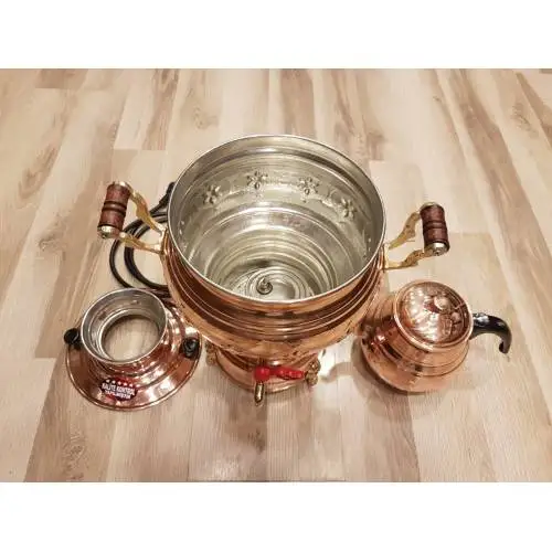 DOLBOVI Samovar Teapot Electric EU Plug Handmade Real Copper Authentic Carving Honeycomb Embroidery Turkish Arab Gifts Teapot teapot broach blooming tea tea gift blooming tea portable tea cup with strainer sake tibetan