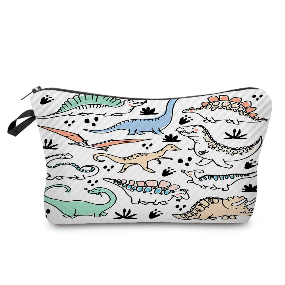 Sac à cosmétiques imprimé de dinosaure, sac de voyage de personnalité pour femmes, trousse à crayons de bonne qualité, trousse de maquillage à la mode