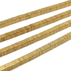 Golden Hematite Stone Beads Flat Square 1x4mm DIY Craft Findings Material For Jewelry Making Bracelet Necklace Earrings