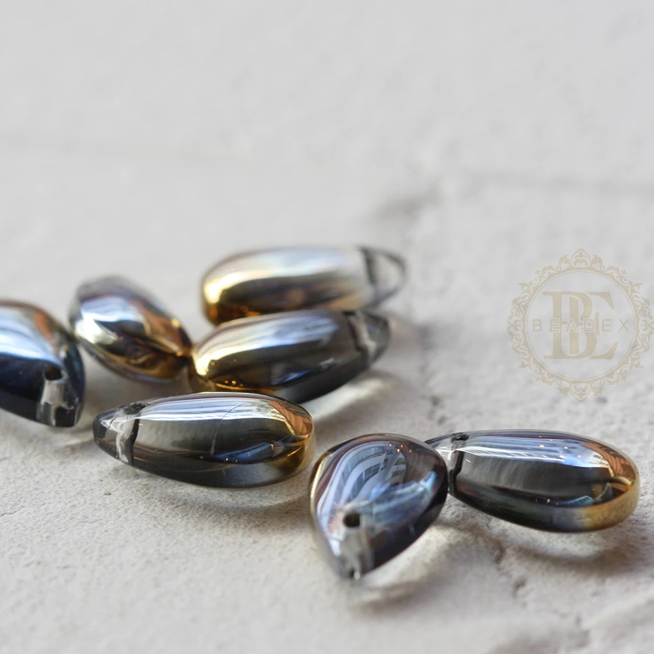 DIY Supply-30 Pieces Plated Crystal Glass Spacer Beads - Top Drilled Teardrop 8x14mm (G342)