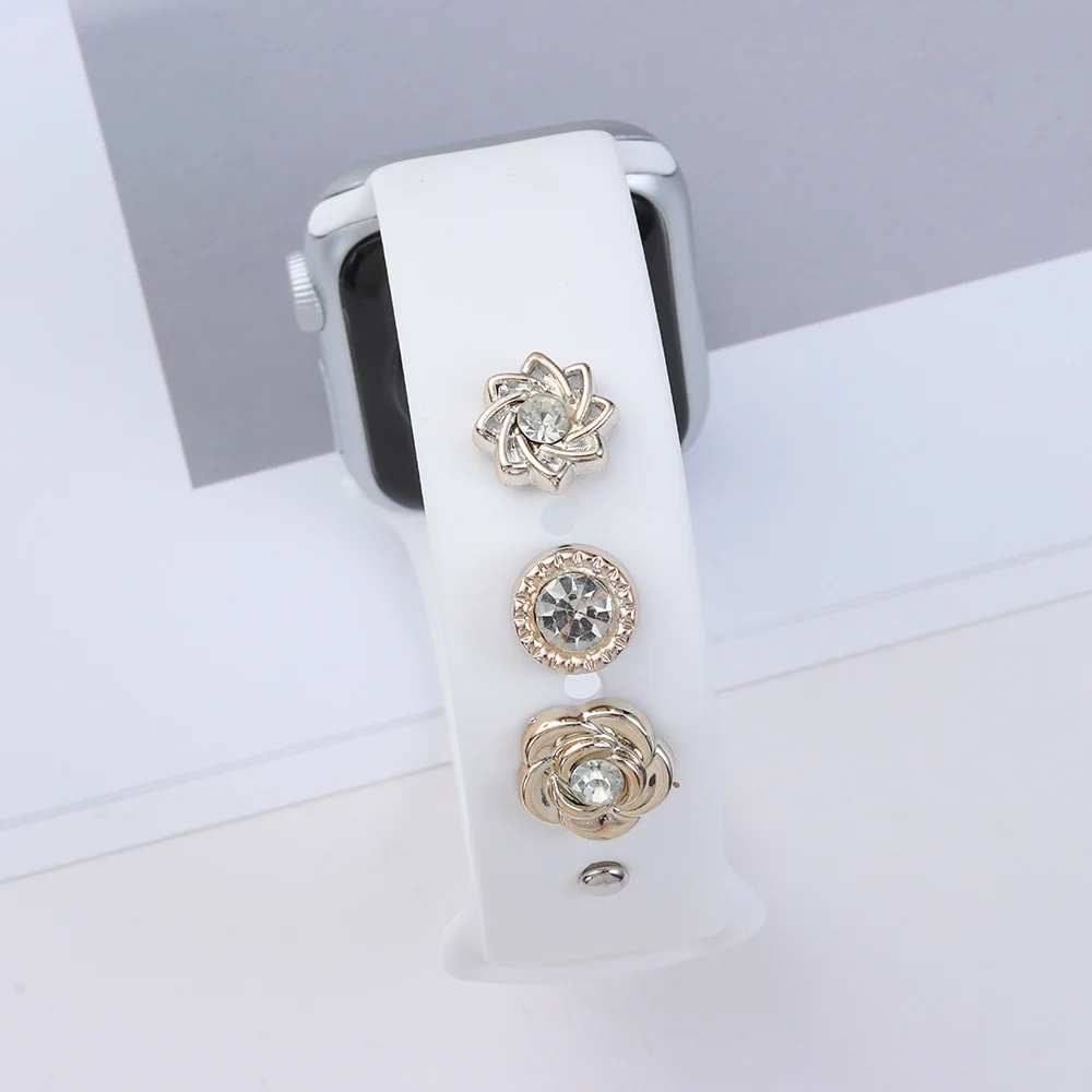 Multistyle Watch Band Charms Strap Decorative Ring Nails For Apple Metal Creativity Pearl Flower Rivet Accessories For iwatch