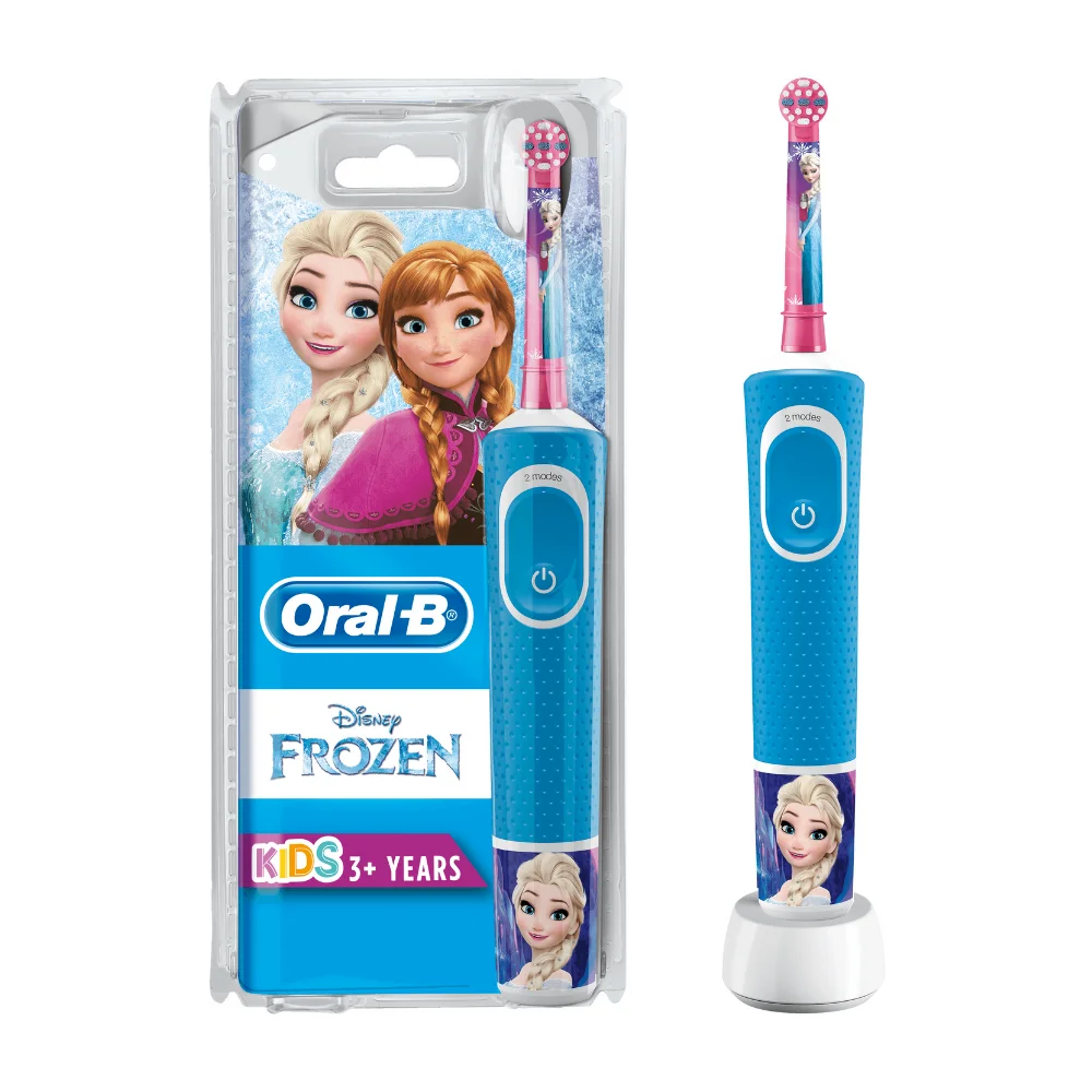 Oral B Disney Frozen Electric Toothbrush Smart Timer 2 Brushing Modes Extra Soft Bristles Rechargeable Ergonomic Handle for Kids