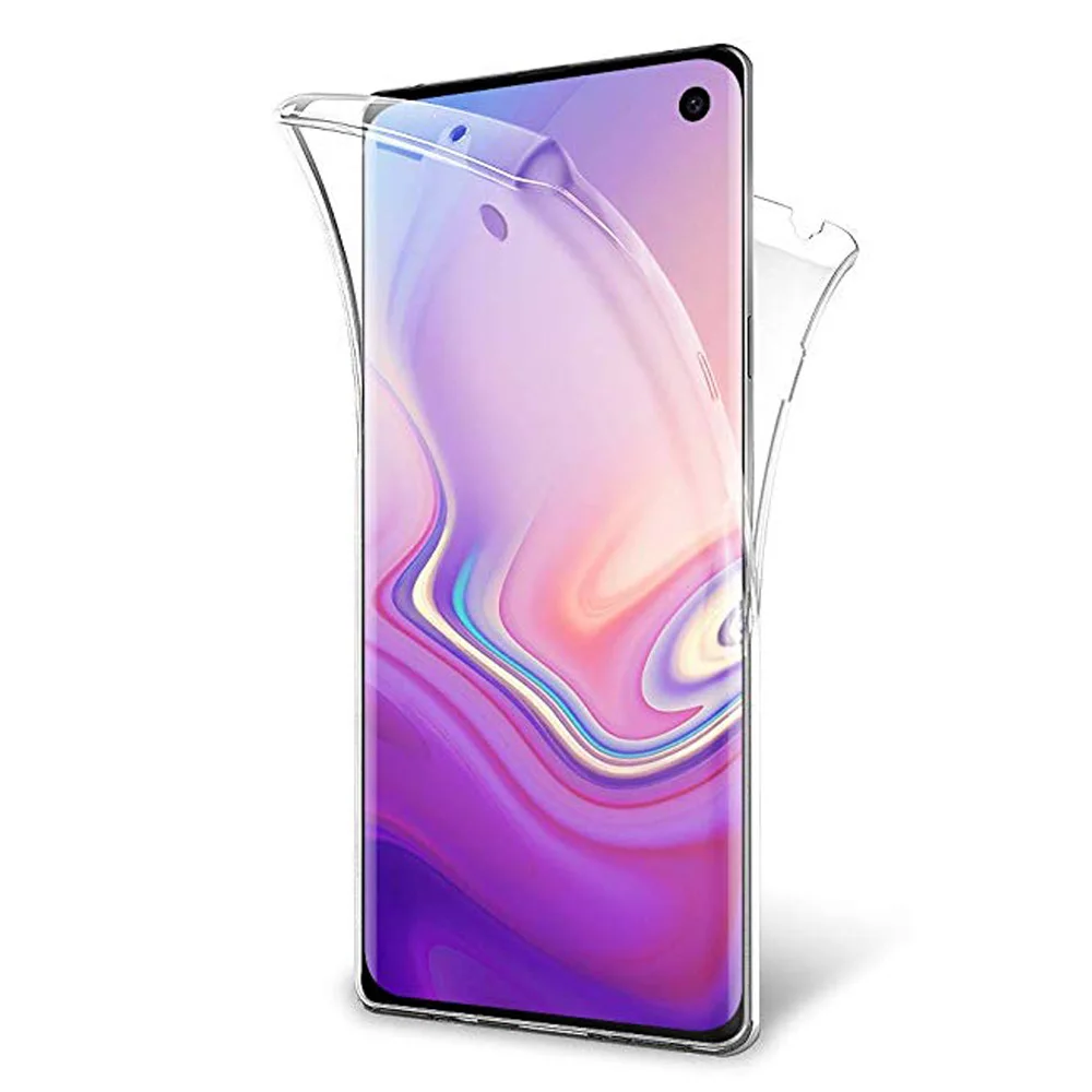 Transparent Double silicone case for Samsung Galaxy S9 S10 / S10 + front + back protection 360 degree flexible case