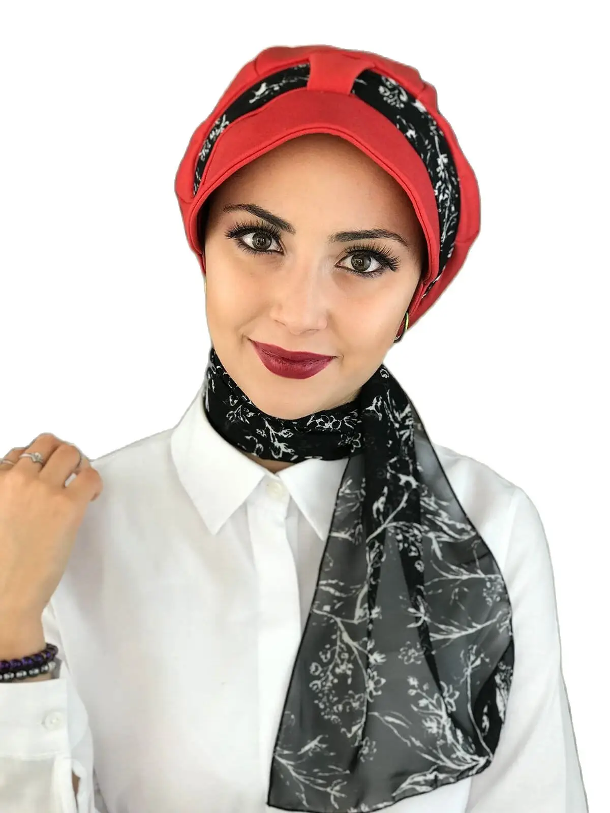 New Fashion 2023 Islamic 1headscarf Turban Women's Seasonal Bonnet One-piece Foulard Red Biritli Scarf Şapka Bone