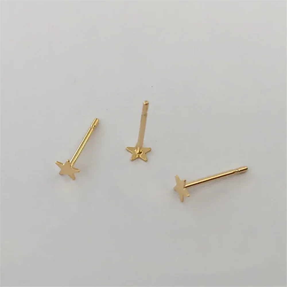 2 Pairs 14K Gold Filled Star Earring Posts w/ Backs 3.5mm Ear Studs Jewelry Findings 1/20 14K