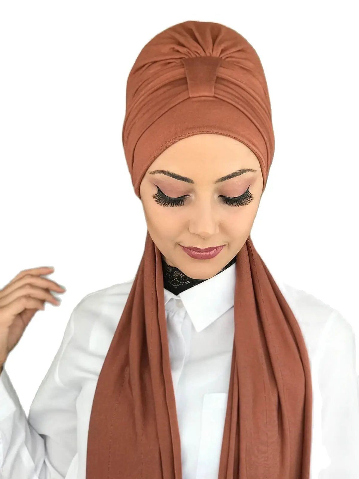 New Fashion 2021 Hijab Turban Lady Hat Seasonal Scarf Hijab Foulard Single Size Tile Color Scarf Bone