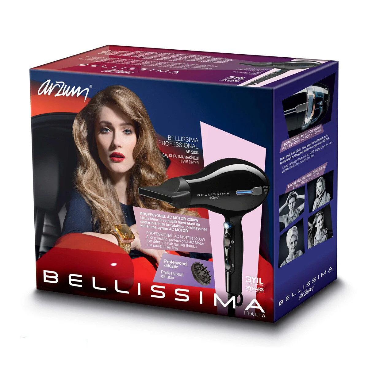 Arzum Bellissima Professional Hair Dryer Electric Blow Dryer Professional Hairdressing Tools Hair Styling
