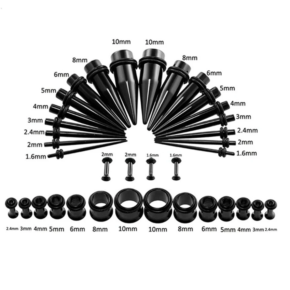 BOG-Lot 36 Piece316l Stainless Steel Ear Taper Stretching Kit  Gauge Expenders set-18pcs tapers and 18pcs tunnels