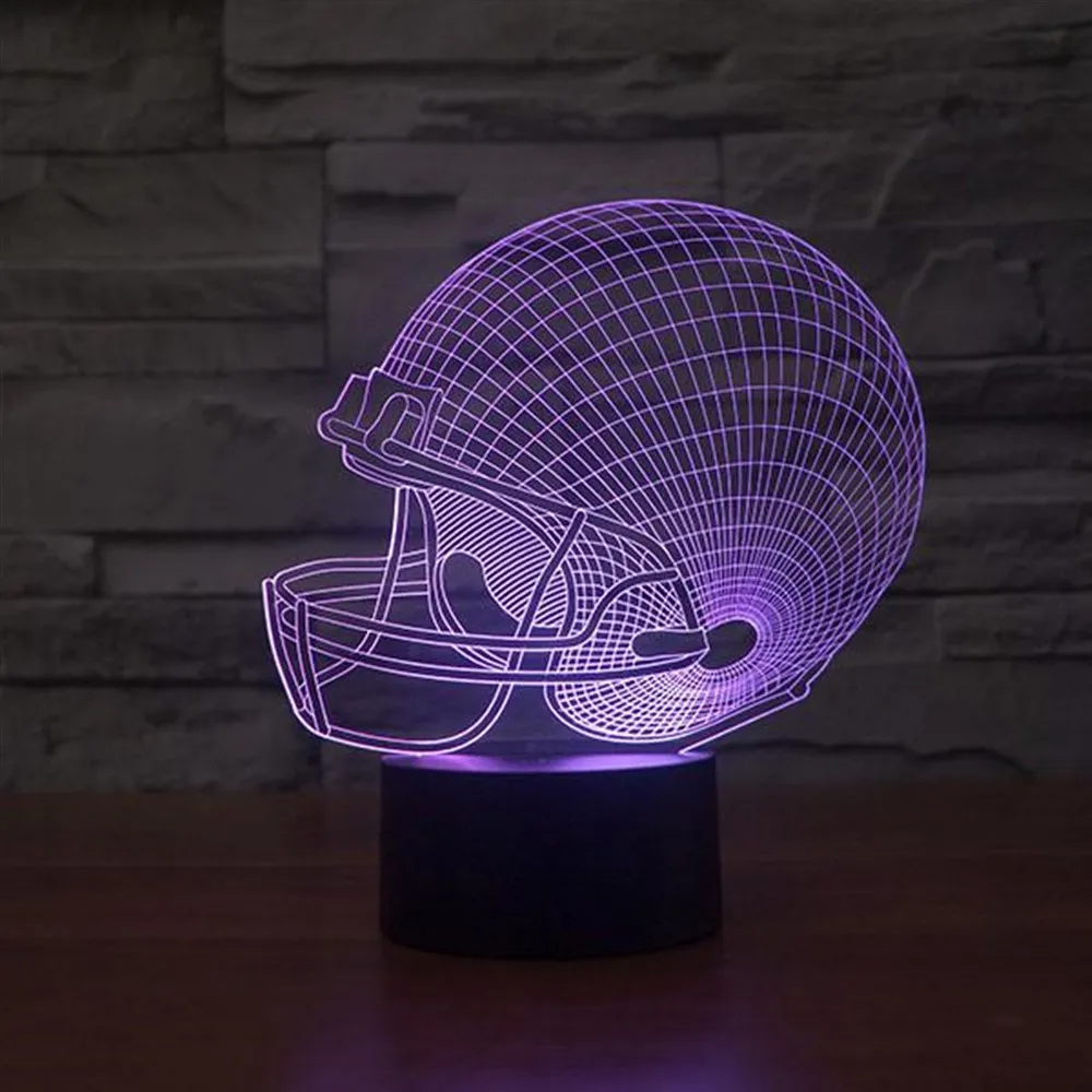 Casco 3D Illusion lampada da tavolo a Led adattatore da 12 Volt Daylight Design Base in legno Idea regalo speciale per coppie luce notturna di compleanno anime stranger things neonato luci notturne lampada neonato