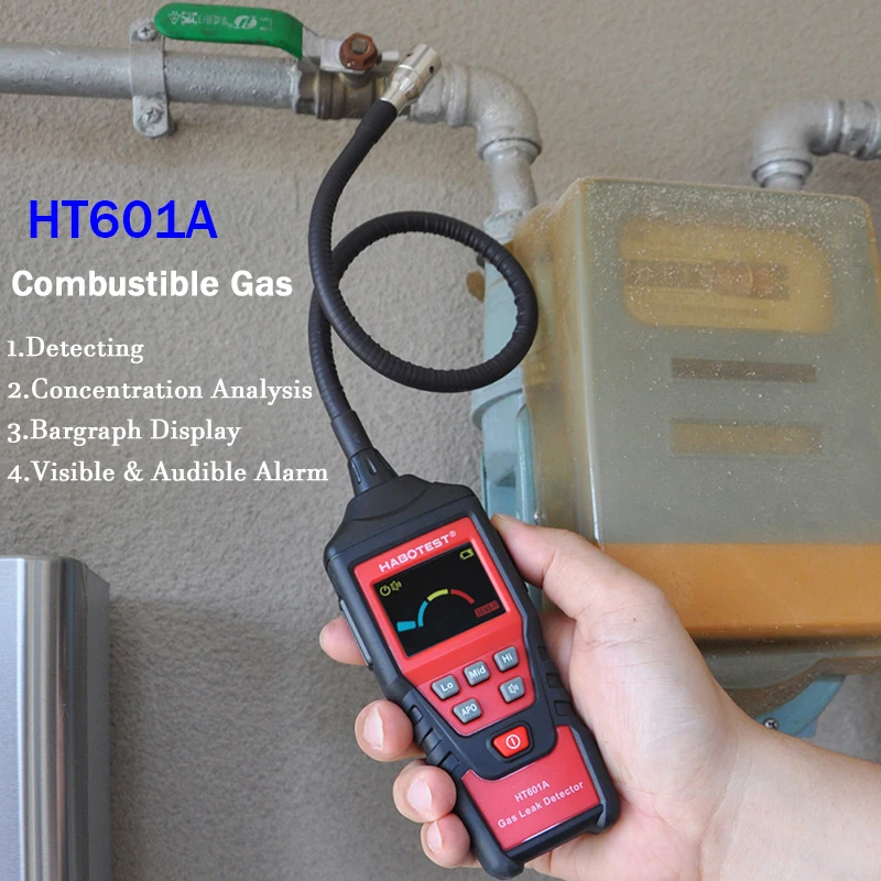 HABOTEST Gas Detector Combustible Gas Analyzer Monitor HT601 Leak Location Determine Meter Smart Sensor Concentration Tester