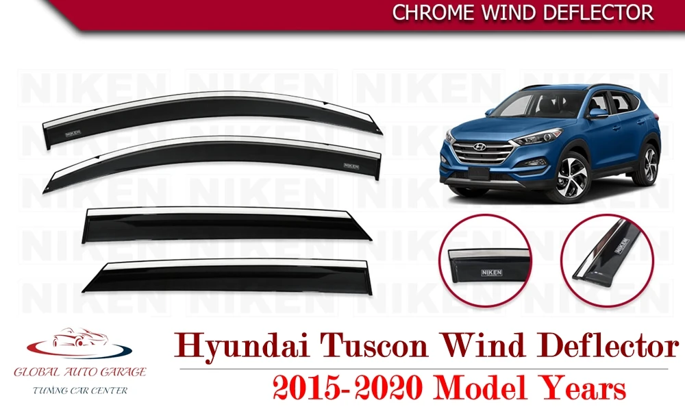 For HYUNDAI TUCSON Chrome Rain Wind Deflector 2010 2011 2012 2013 2014 2015 Sunshade Curtains Car Windshield Auto Accessory