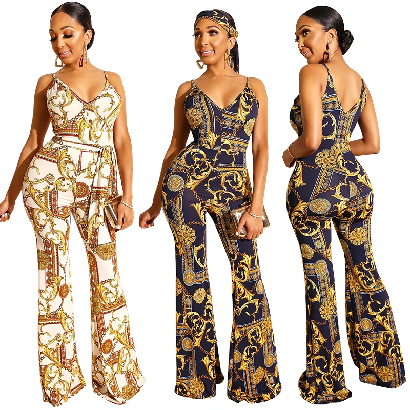 Summer new cool sexy camisole printing and dyeing suspenders ladies jumpsuit suit